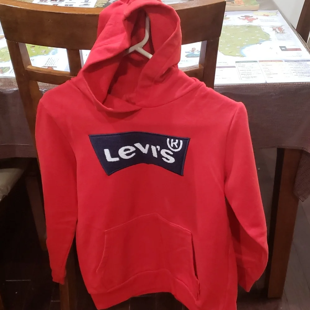 Levi's sweatshirt boys bright red orange shade Large